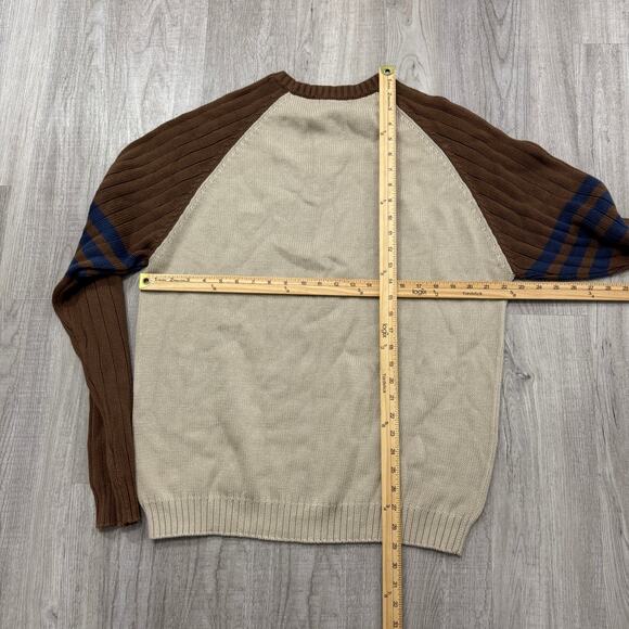Vintage Route 66 Sweater Men's Large Beige Brown Knit Crewneck y2k Cotton NEW - Picture 6 of 6